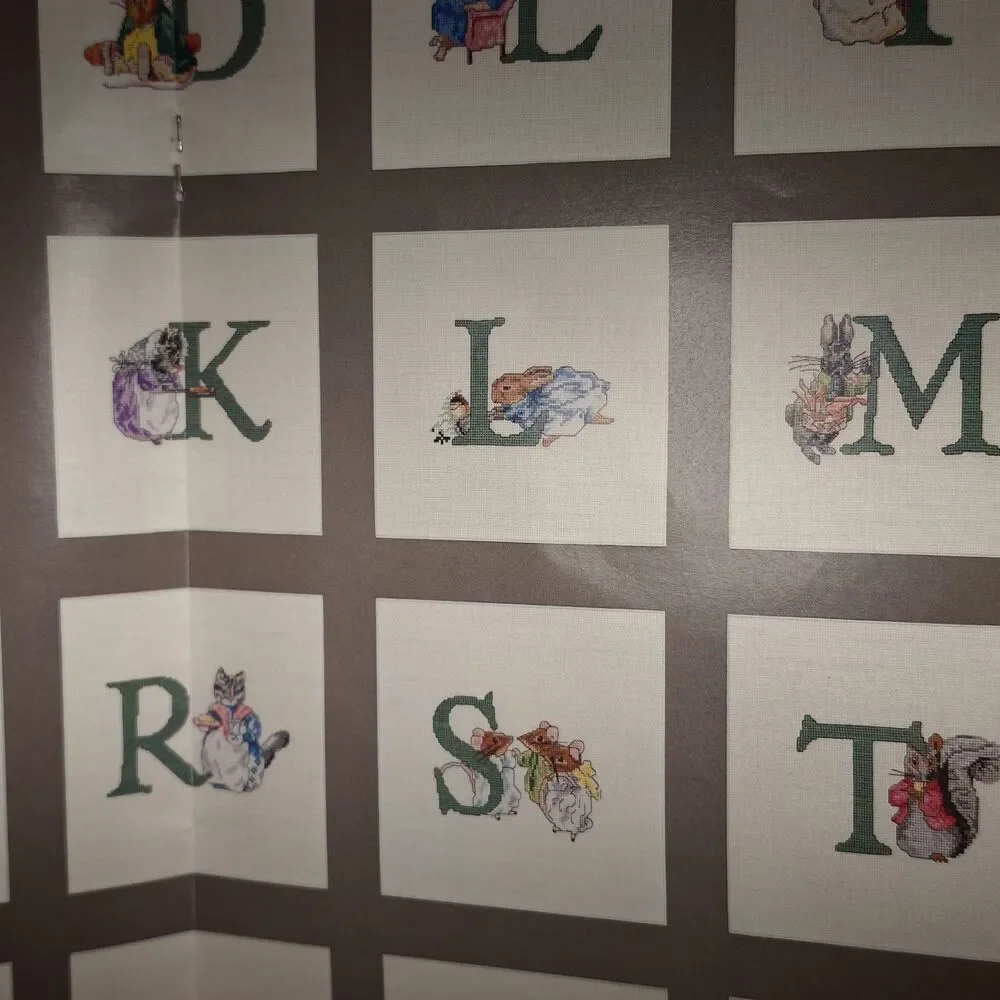 Beatrix Potter Cross Stitch Throw Afghan Alphabet Nursery Part Completed Vintage